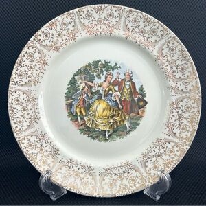 SEBRING POTTERY CO 1940 CHANTILLY IT-S284 22K GOLD DINNER PLATES Set Of 4